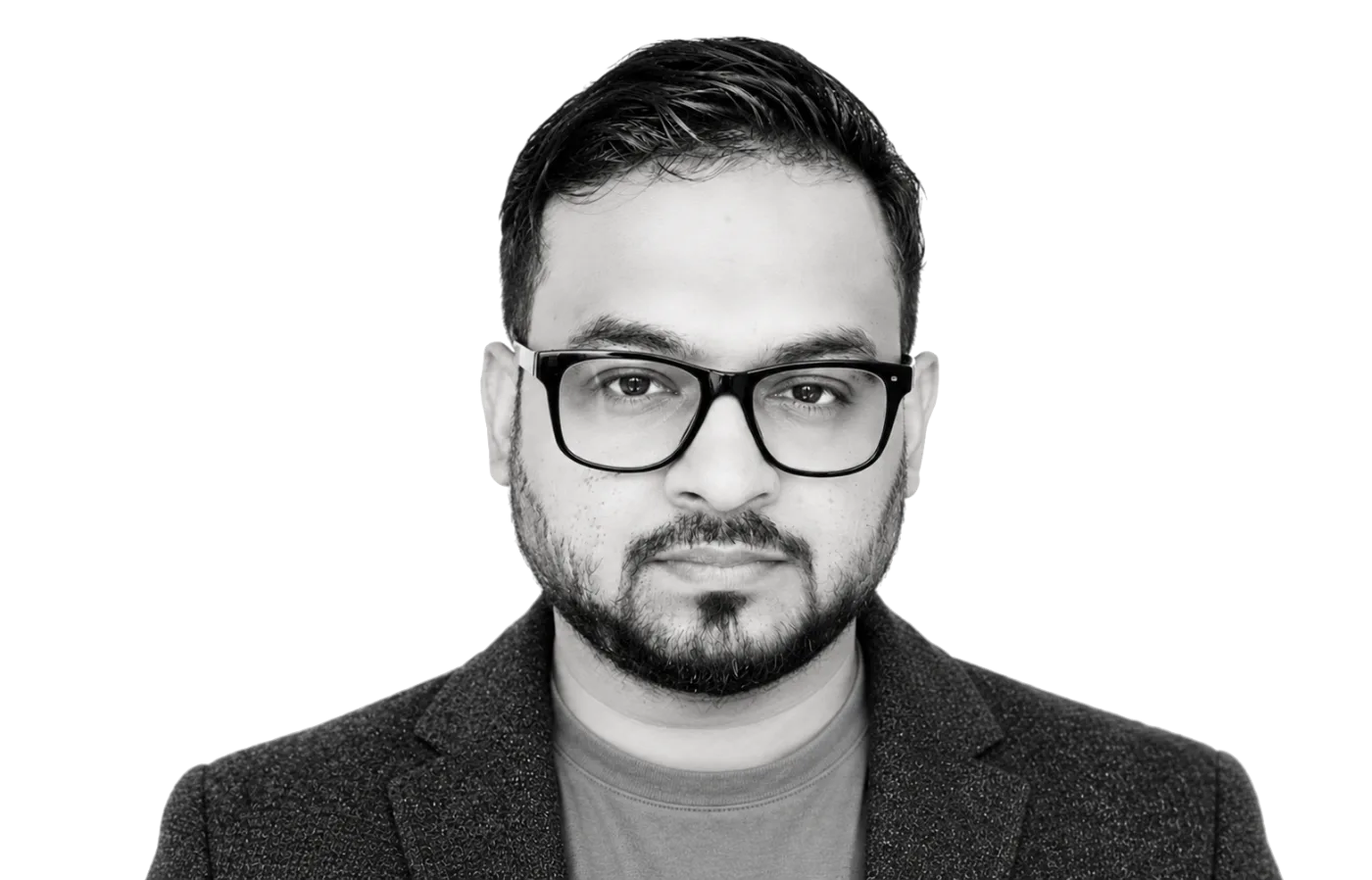 AKM Aminul Islam, black-and-white portrait
